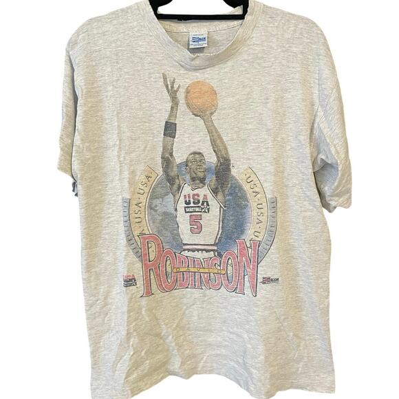 Vintage 90s David Robinson USA Basketball Salem Single Stitch Shirt Adult Large - Picture 1 of 4